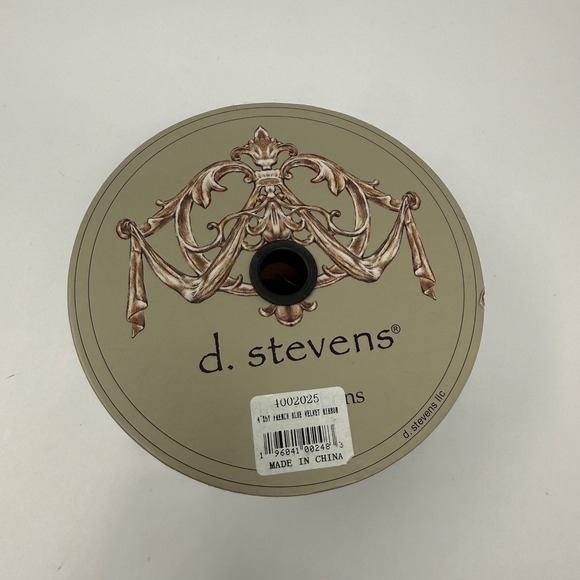 d. stevens French Blue Velvet Ribbon 4in x 5yd Silver Glitter Damask 4002025 - Picture 4 of 5